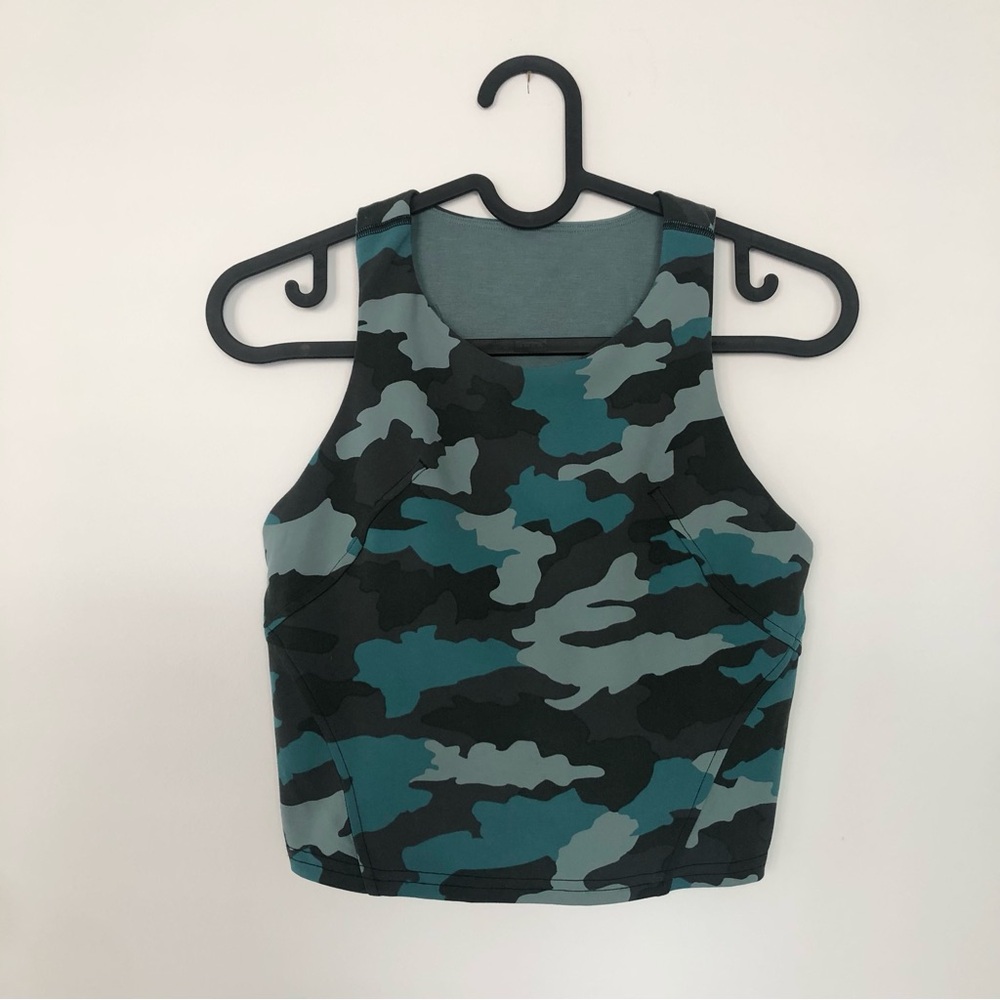Lululemon Invigorate Training Tank Top Green Camo Print Size 4